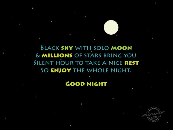 Black sky with solo moon - Good Night Pictures – WishGoodNight.com